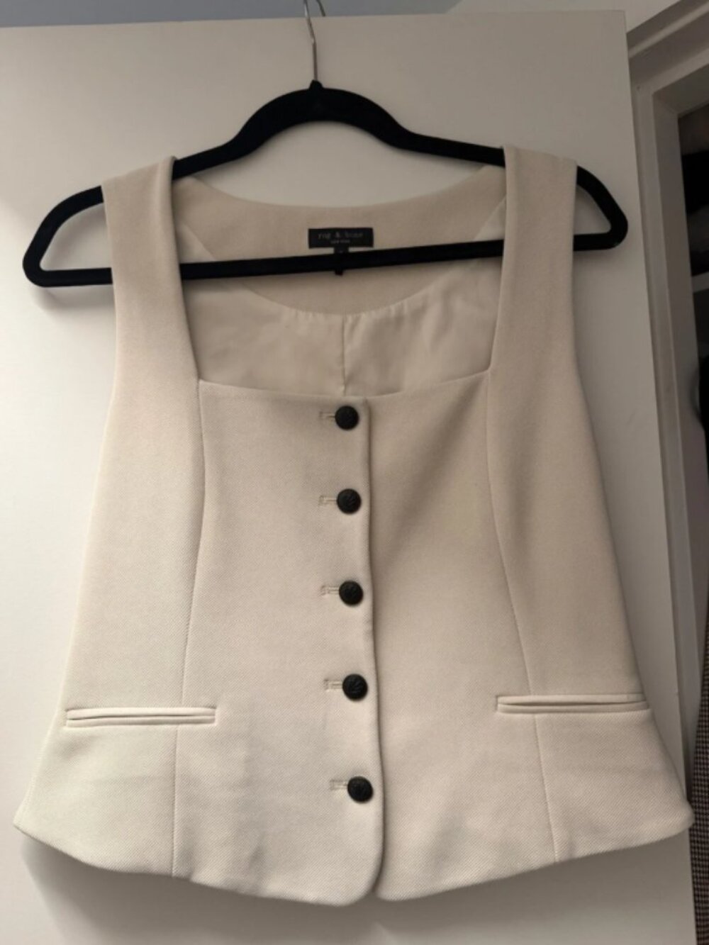 rag & bone Off-White Button-Front Sleeveless Vest